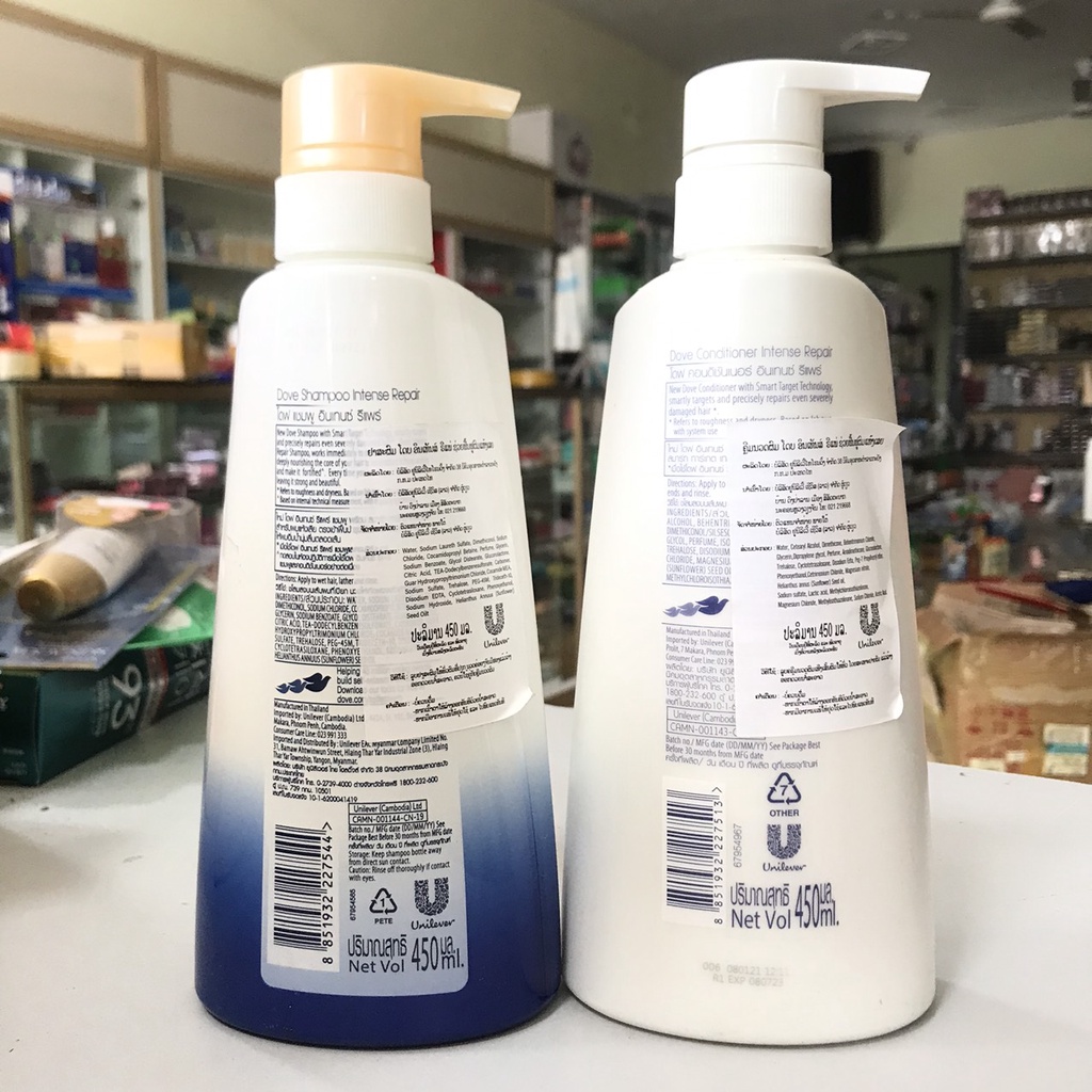 DOVE Bộ Dầu Gội Xả THÁI LAN 400+400ml Xanh Phục Hồi Intense Repair