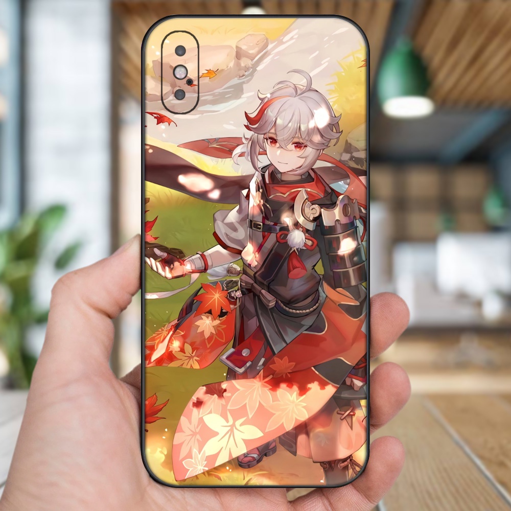 Ốp lưng iPhone X, Xs dẻo đen cạnh vuông in hình Kazuha Genshin Impact