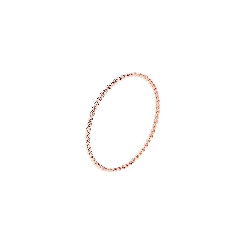 Nhẫn đeo khớp bằng thép titan mạ màu vàng hồng 18K không phai dạng bện xoắn tinh tế phong cách Nhật Hàn đơn giản