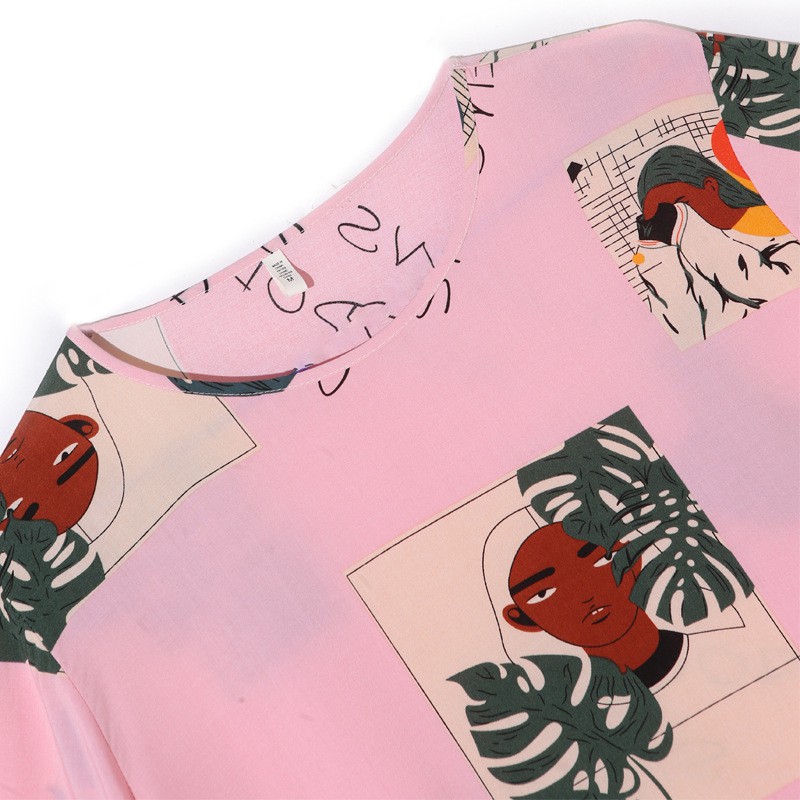 NEW Bộ Pijama Ngắn Tay In Họa Tiết Thời Trang Cho Nữ