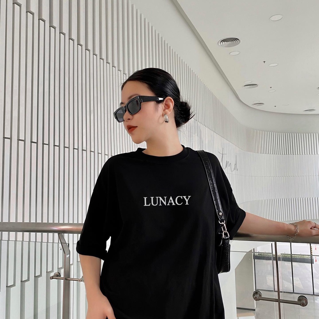 Áo thun tay lỡ 6 màu in LUNACY phản quang phông Unisex nam nữ Cotton oversize form rộng LUNACY