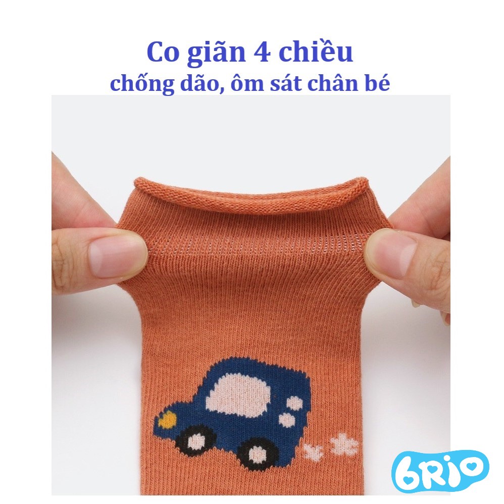 Set 3 đôi tất  chống trượt cho bé tập đi –  – Chất vải Cotton thoáng khí, đế chống trơn trượt bằng silicon