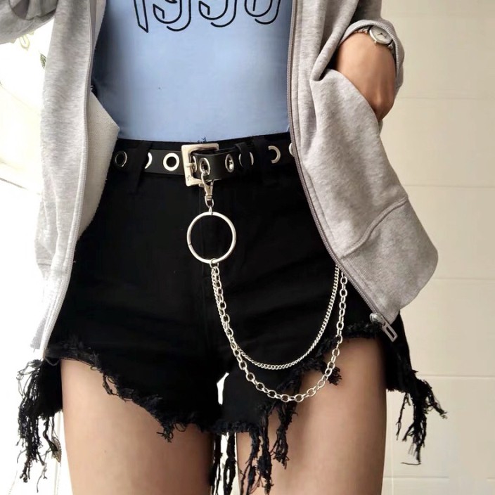 Street punk style trend all-match full hole belt accessories