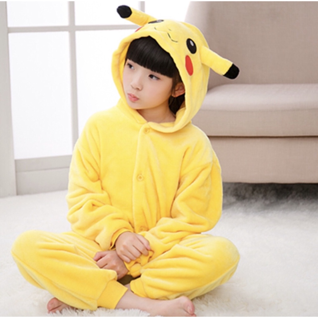 Bộ Đồ Thú Pikachu Cho Bé, Bộ Đồ Liền Thân Pikachu Trẻ Em