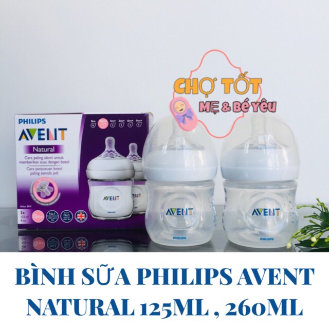 Bình Sữa Philips Avent Natural Cổ Rộng 125ml,260ml [ Cam Kết Hàng Chính Hãng ]