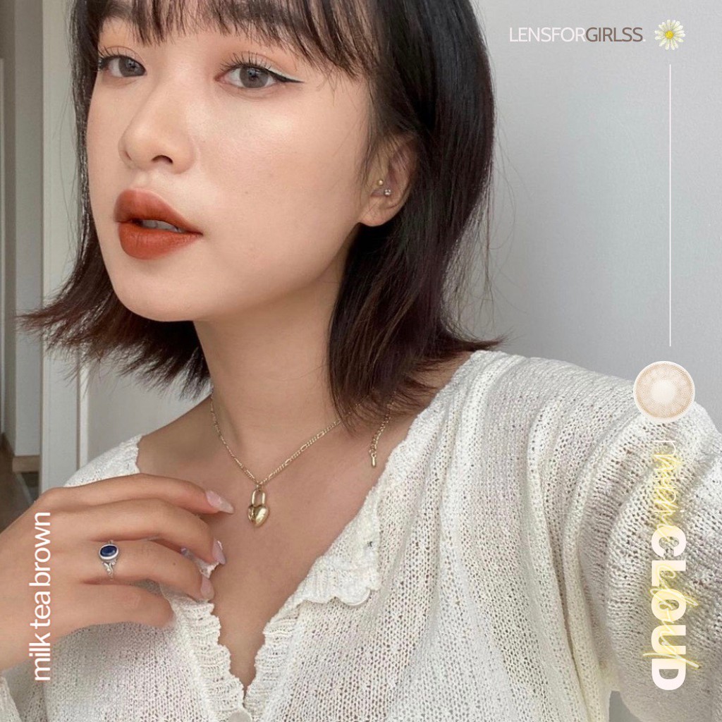 Kính áp tròng nâu trà sữa MINI CLOUD - Made in Korea | HSD 3-6 tháng | Lens cận | LENSFORGIRLSS