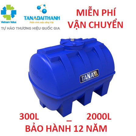 Bồn nước nhựa Tân Á 8 nằm, bảo hành 15 năm