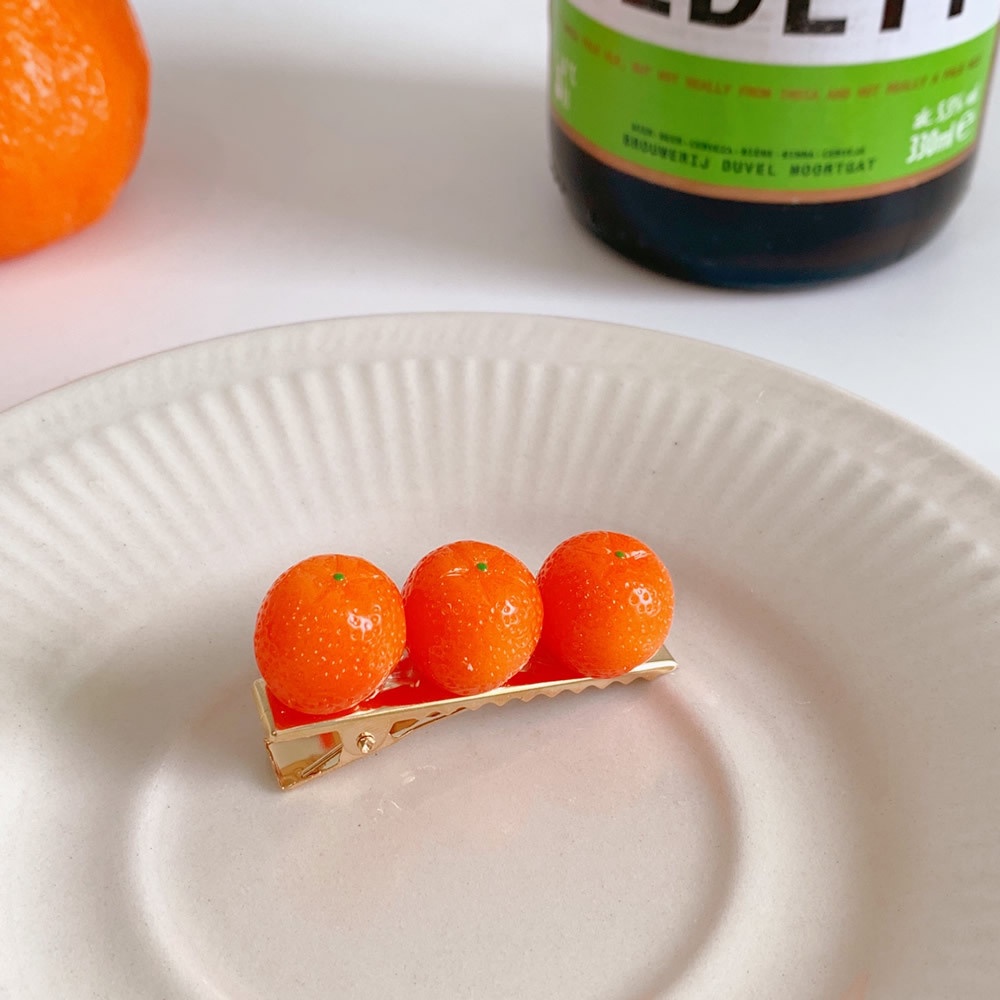 Kẹp Tóc Mỏ Vịt Hình Trái Cam Nửa Mặt Dễ Thương Phong Cách Nhật Bản Cho Nữ
