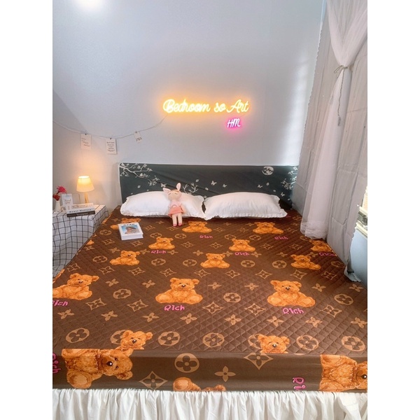 Ga chống thấm cotton trần bông Muso mềm mịn mát bo đệm đến 25cm không kèm gối