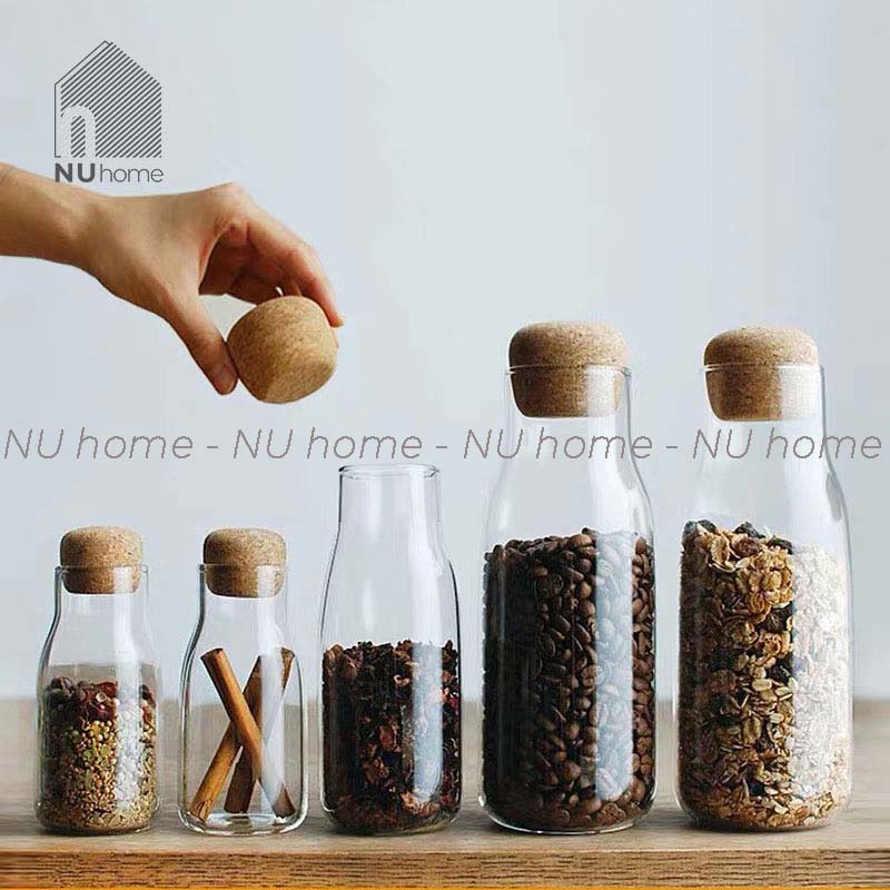 nuhome.vn | Hũ thuỷ tinh nắp bần - Subi, lọ thuỷ tinh đựng đa năng, đựng đồ uống nước ép và gia vị cho bếp