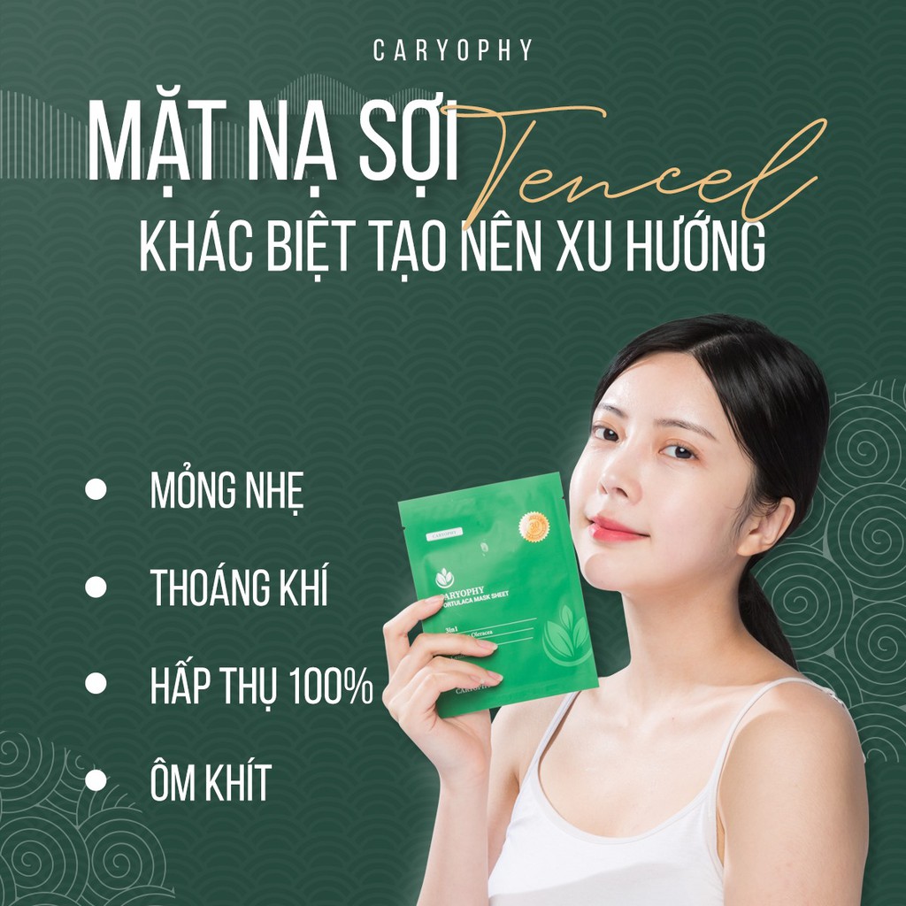 Mặt Nạ Dưỡng Ẩm, Ngừa Mụn, Sáng Da, Mờ Thâm Caryophy Portulaca Mask Sheet 22g