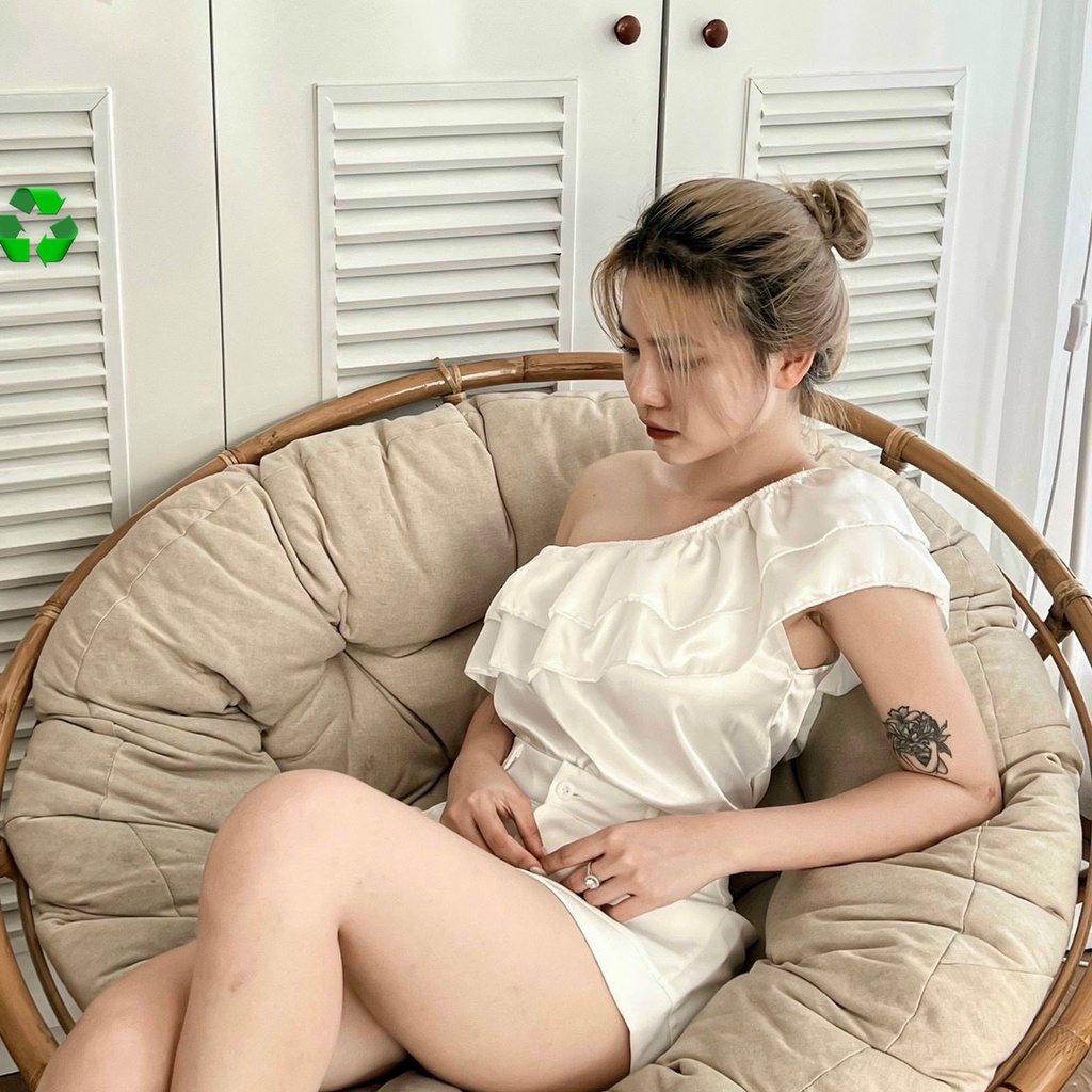 Áo phi lụa lệch vai viền bèo cực sexy , chất phi mềm mịn mát