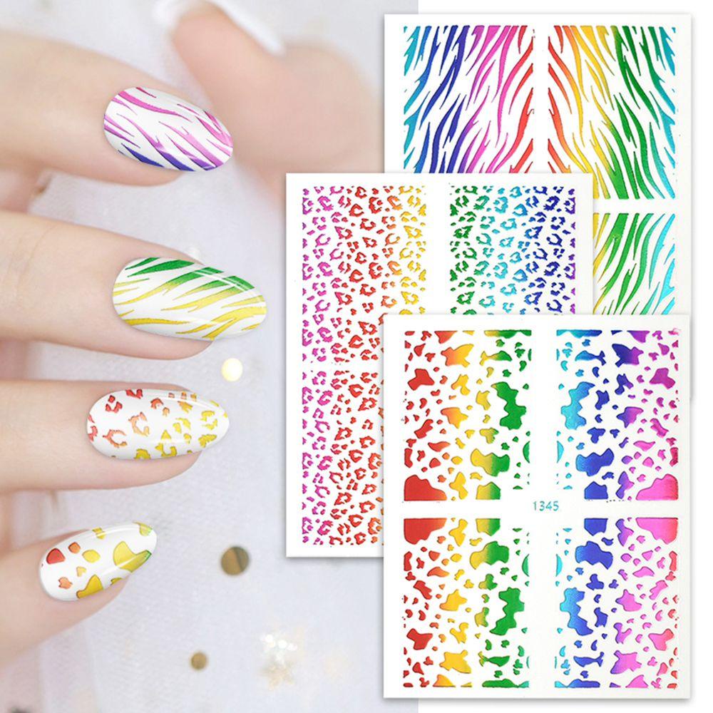 JARRED Miếng Dán Móng Tay 3D Tự Dính Họa Tiết Kẻ Sọc Ba Chiều Màu Ánh Kim Lâu Trôi Thời Trang