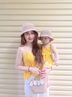 SET TÚI MŨ MÓC HANDMADE HOA CÚC CHO MẸ