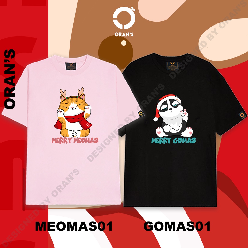 Áo Thun Giáng Sinh ORANS in hình chó husky và mèo Noel chất COTTON 4C cao cấp FULLBOX - ORAN'S TEE CHRISTMAS