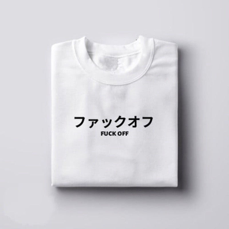Chengxing Áo Thun Unisex Cổ Tròn In Chữ FUCK OFF Phong Cách Nhật Bản Thời Trang Mùa Hè
