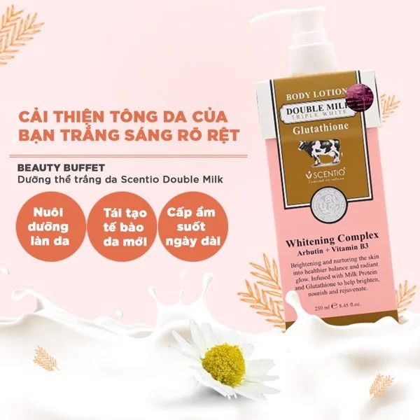 Dưỡng thể trắng da Beauty Buffet Scentio Double Milk 250ml