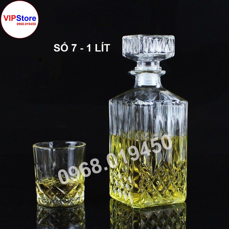 Vỏ Bình Thủy Tinh Đựng Rượu 1 Lít, Bình Ngâm Rượu Hình Vuông Quý Tộc, CTT-07