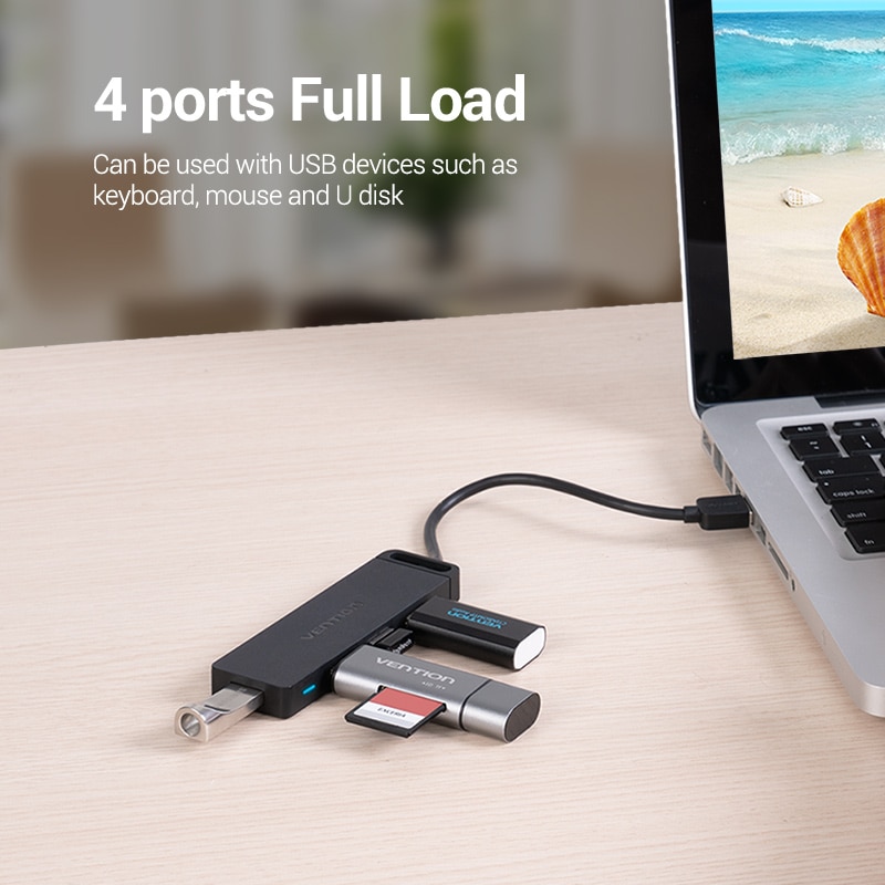 VENTION Bộ Chia 4 Cổng Usb 3.0 / 2.0 Tốc Độ Cao Cho Notebook Pc