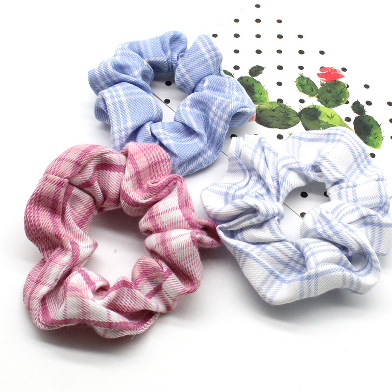 Girls Fashion Hair Accessories Popular Pure Color Wholesale Hair Lanyards Colorful Cartoon Filament High elastic Stripe elastic Korean Style Blue Line Soft Fabric