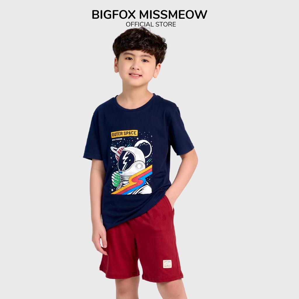 Bộ phông bé trai size đại Bigfox - Miss Meow mùa hè chất cotton mềm mịn in phi hành cho trẻ em 3 - 11 tuổi