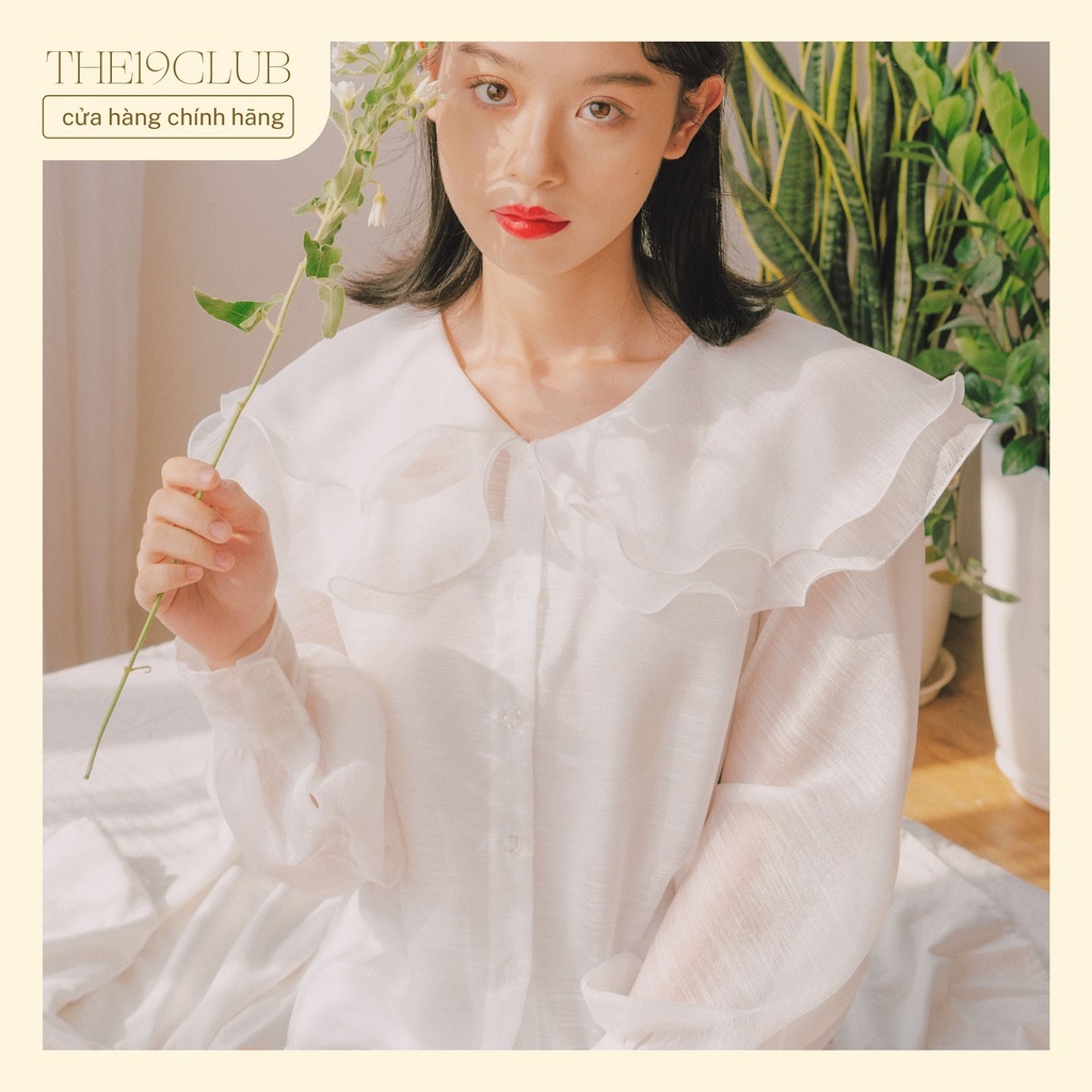 THE19CLUB - Áo sơ mi cổ bồng hai tầng vải voan tơ 3 màu sắc - Jennie Shirt