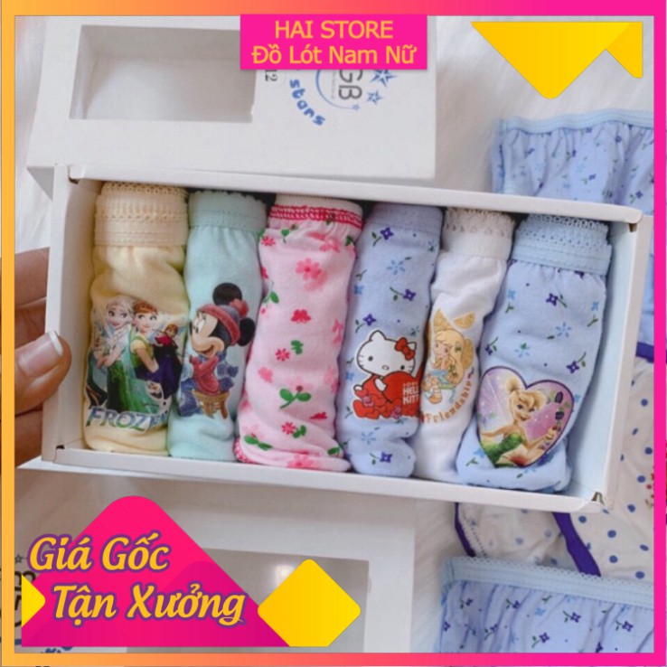 ⭐FreeShip⭐ Hộp 6 Quần Chip Cotton Cho Bé Gái 2-12 Tuổi