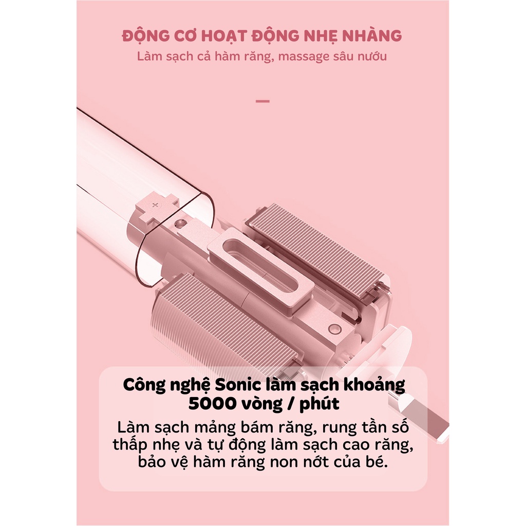 Bàn chải điện cho bé Dreamer, Bàn chải điện trẻ em chữ U cho bé từ 2-12 tuổi - Giúp bé vệ sinh răng miệng tự động