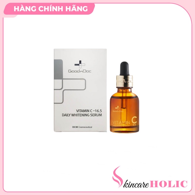 Serum Vitamin C GoodnDoc Daily Whitening Dưỡng Trắng Mờ_Thâm Nám (16.5%_ lọ 30ml)