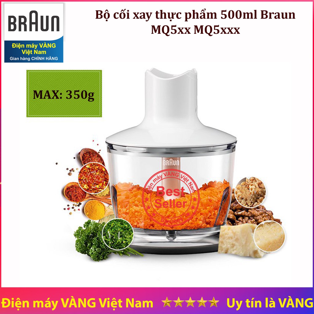 [Mã 159ELSALE hoàn 7% đơn 300K] Phụ kiện máy xay cầm tay Braun MQ5035 MQ5235 MQ535 - cối xay thịt thực phẩm 500ml (CA)