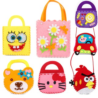 Túi Xách không dệt HDY Họa Tiết Hoạt Hình Dành Cho Bé DIY nhiều màu sắc Mẫu giáo