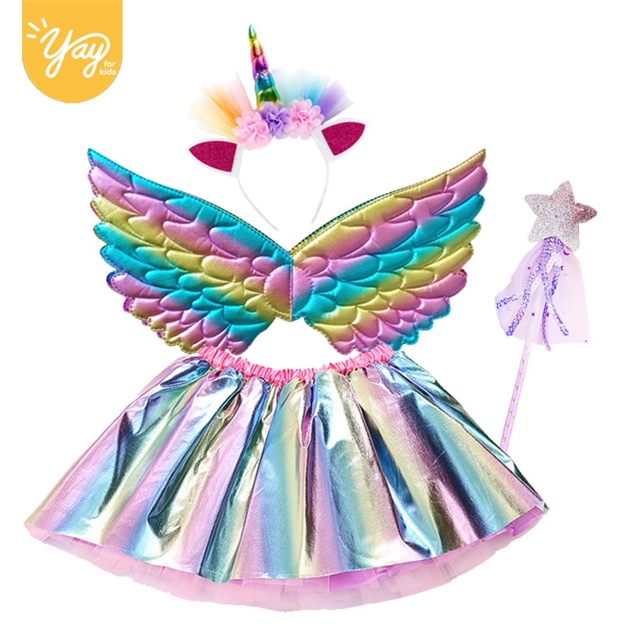 [HÌNH THẬT - 5 MẪU] Combo Hoá Trang Cánh tiên Váy Tutu Bé Gái Kèm Phụ Kiện Tumoon - Yay