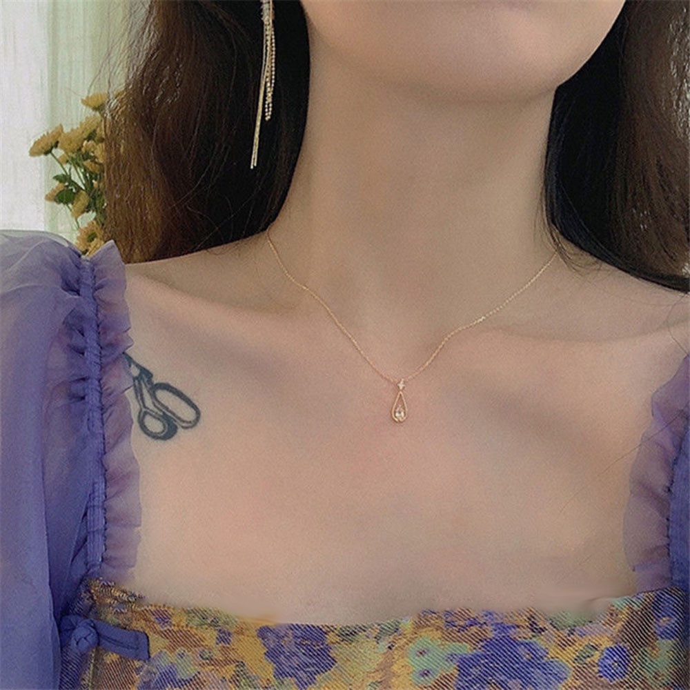 Vòng cổ Hình Giọt Nước Đính Đá Zircon Thời Trang Cho NữYanqueens Quà tặng trang sức