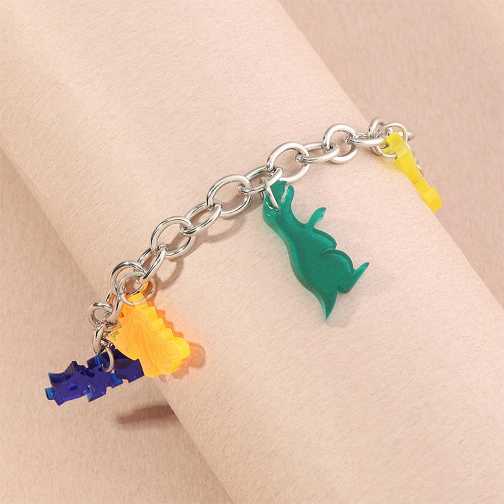 Vòng Tay Acrylic Hình Khủng Long Hoạt Hình Dễ Thương Cho Nữ