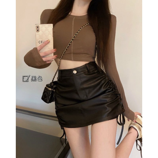 Chân Váy Da Nữ Cạp Cao Dáng Chữ A Ngắn Rút Dây Hông Đủ Size - Hl | BigBuy360 - bigbuy360.vn
