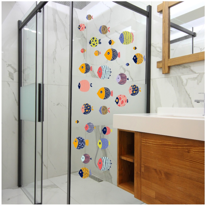 Decal dán tường ĐÀN CÁ SẮC MÀU  - Trang trí phòng bé