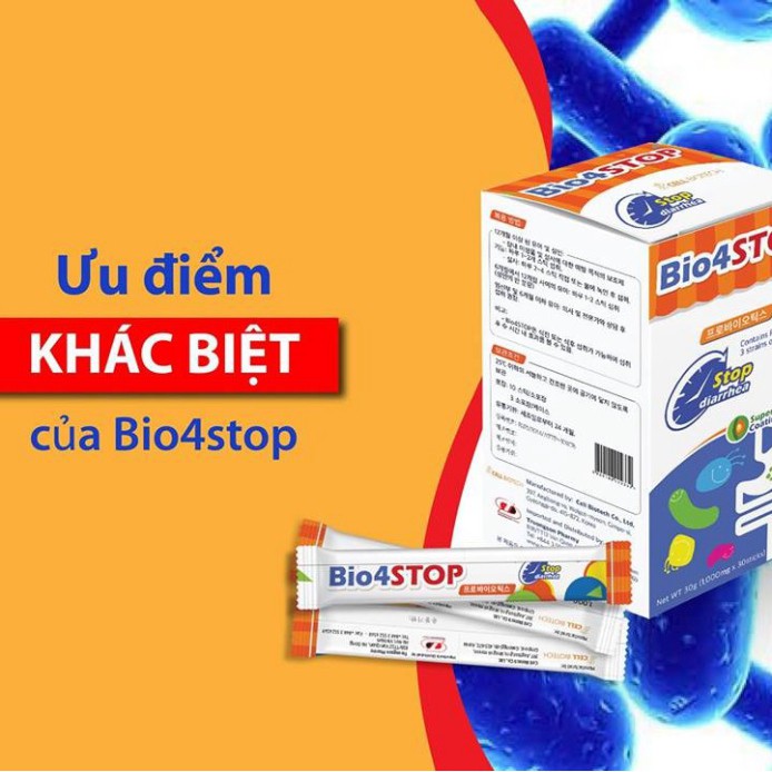 (Hàn quốc) Bio4Stop - Hỗ trợ cân bằng hệ vi sinh đường ruột, ngăn ngừa rối loạn tiêu hóa (Hộp 30 gói)