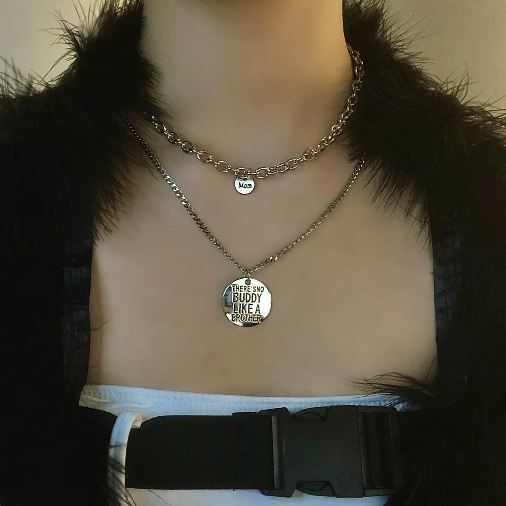 vòng cổ Hai Lớp Phong Cách Harajuku Đường Phố Cá Tính