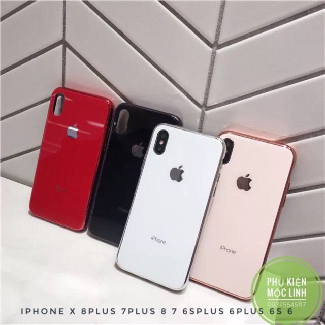 ỐP LƯNG KÍNH VIỀN DẺO CÙNG MÀU Iphone 11 Pro Max xs max X XS xr 8plus 7plus  8 7 6splus 6plus 6s 6 | BigBuy360 - bigbuy360.vn