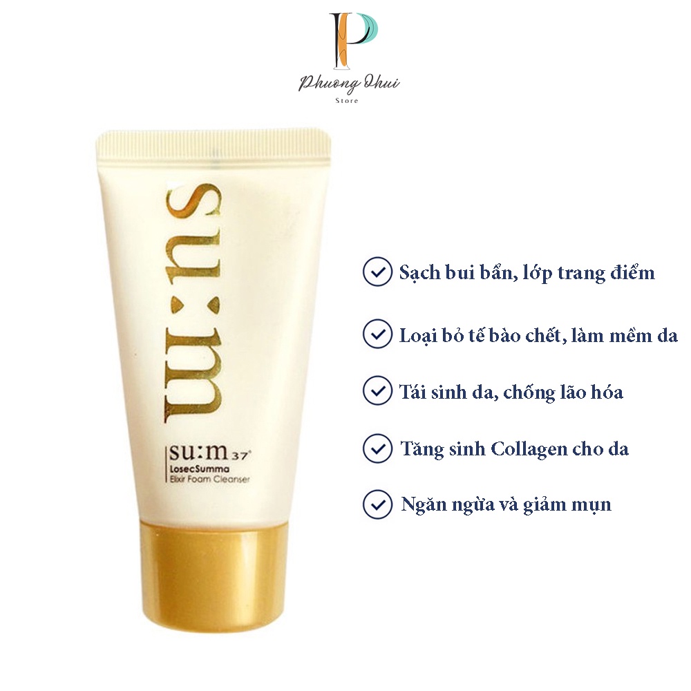 Sữa Rửa Mặt Su:m37 Tái Sinh Tinh Chất Vàng Elixir Foam Cleanser Ngăn Ngừa Mụn, Chống Lão Hóa 60ml