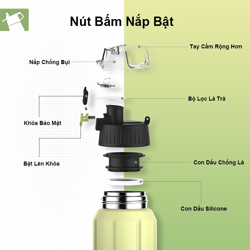 FJbottle Bình nước xe đạp thể thao bằng Hợp kim nhôm 600ml Gradient Green màu xanh lá FJ002