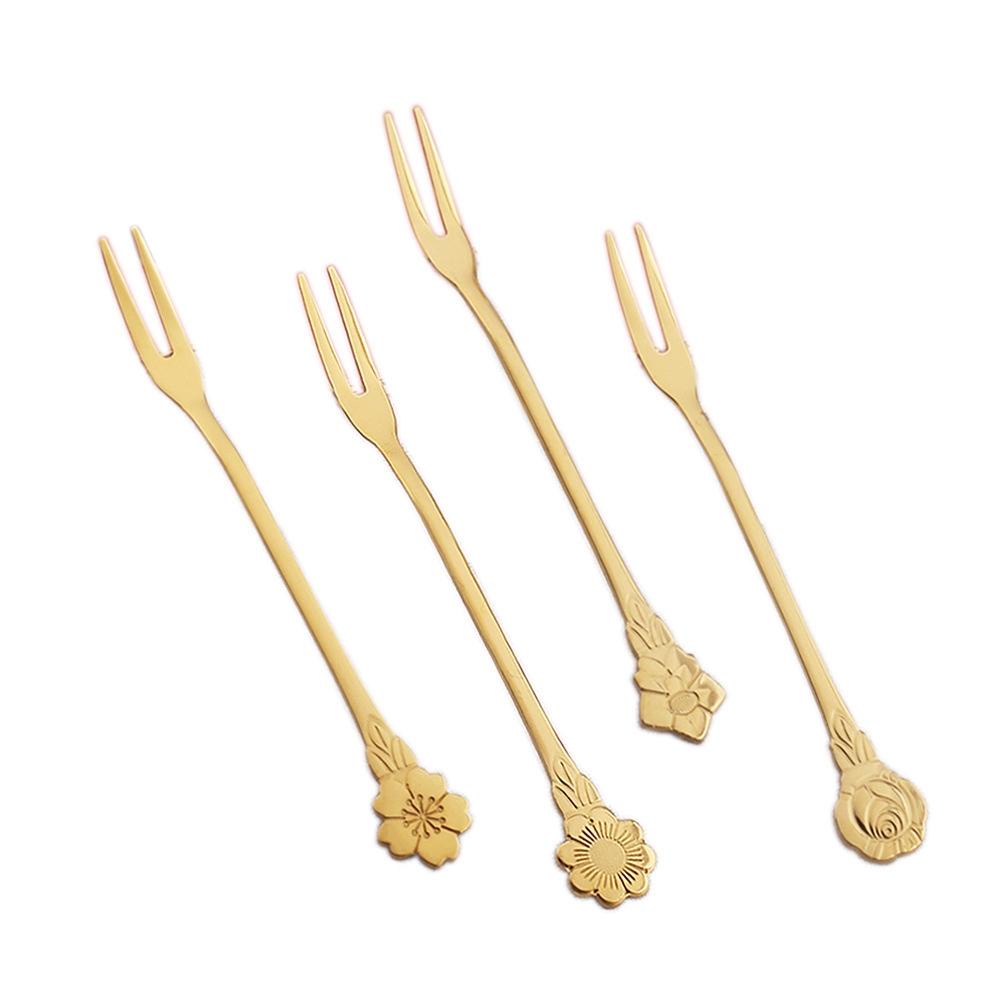 IVORY Nĩa Ăn Trái Cây Hình Hoa Bằng Thép Không Gỉ