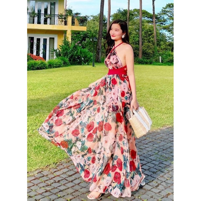 Maxi yếm hoa