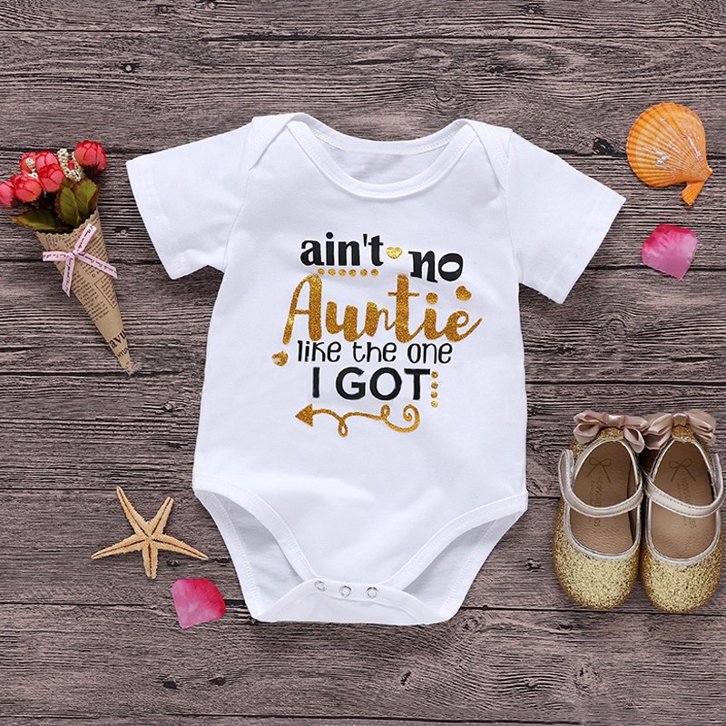 Bodysuite cho bé, áo liền quần trẻ sơ sinh  Mẫu ain't no Auntie  Hàng thương hiệu - Cotton 100% - Mát, An toàn cho bé