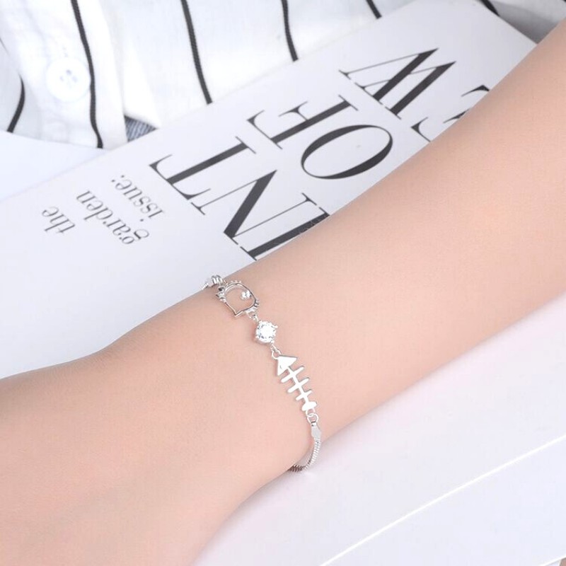 Vòng Tay Bạc S925 Mèo Hello Kitty Xinh Xắn | Khuyên Tai Nữ Trang Sức Bạc Thời Trang