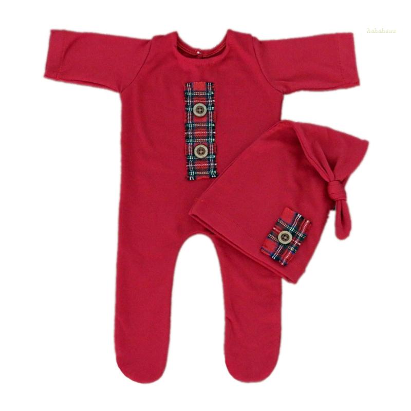 Haha Bộ Áo Liền Quần Dài Tay Kèm Mũ Muslin Chụp Ảnh Giáng Sinh Cho Bé Trai Sơ Sinh G