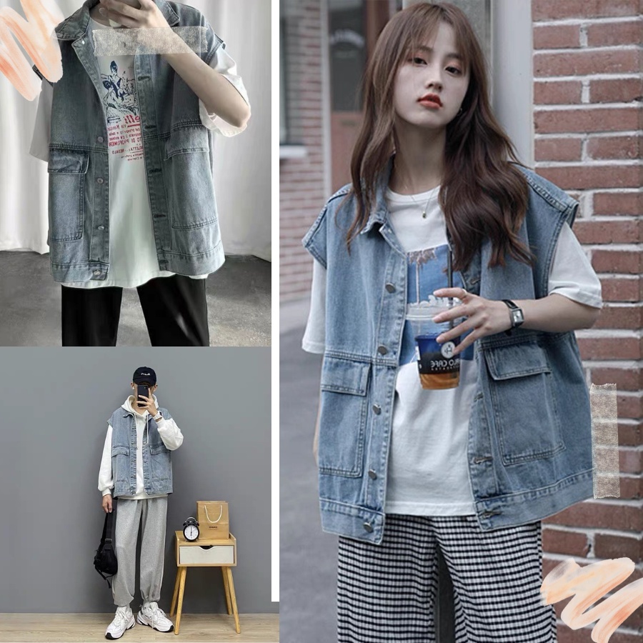Áo gile dày dặn chất đẹp may kĩ, gile nữ nam, áo bò nữ phong cách bụi bặm cực ngầu MAX ONLY 2022