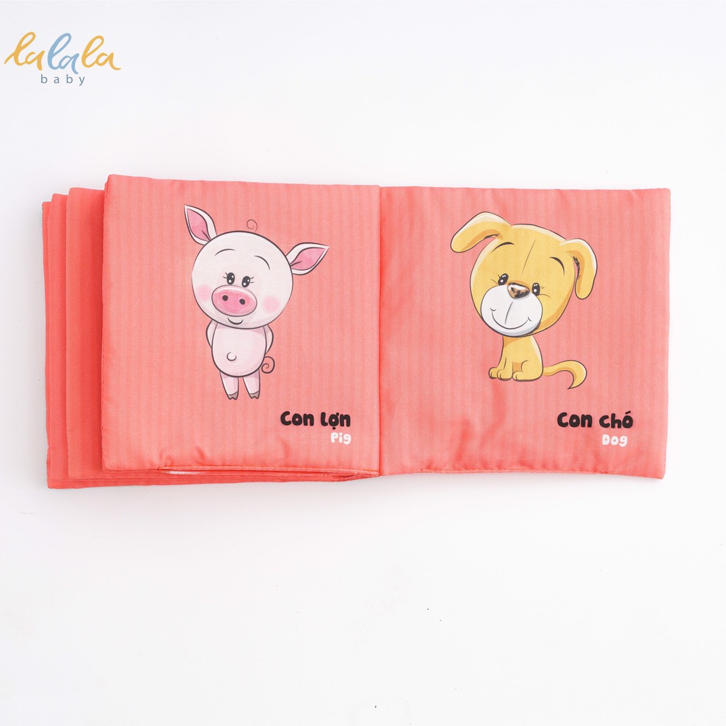 Sách vải Lalala baby Chính hãng, kích thích đa giác quan chủ đề Động vật. Kích thước 15x15cm