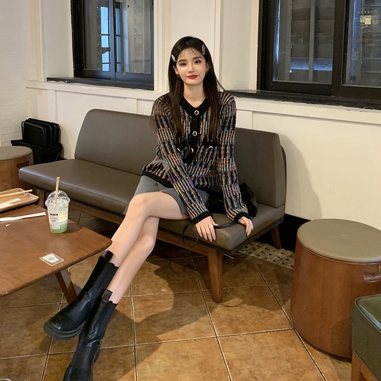 Áo Khoác Cardigan Dệt Kim Dáng Ngắn Thời Trang Mùa Thu Dành Cho Nữ