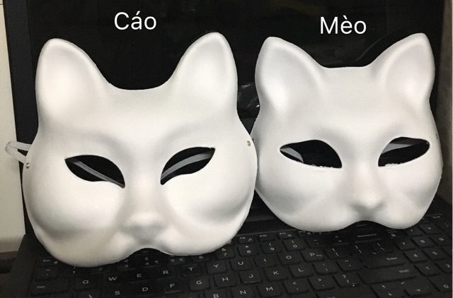 Mặt nạ giấy bồi cáo, mèo trơn DIY - phụ kiện trang trí, hóa trang, chụp ảnh